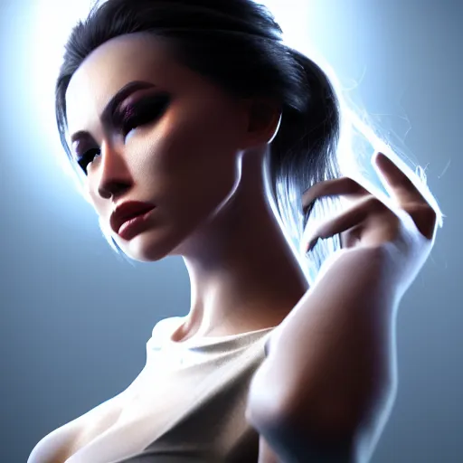 Image similar to smoke dancer, highly detailed, photorealistic portrait, bright studio setting, studio lighting, crisp quality and light reflections, unreal engine 5 quality render