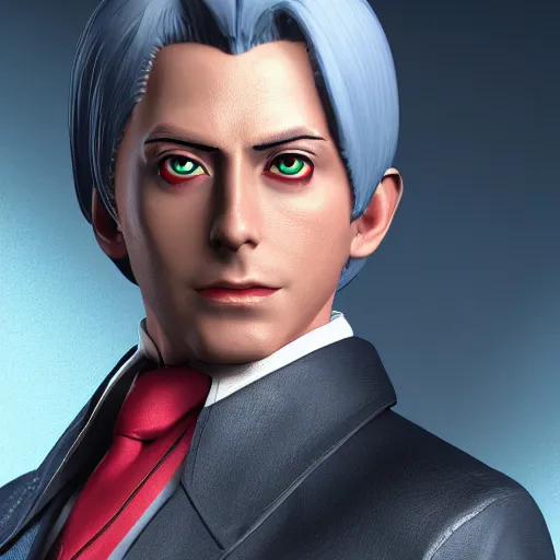 Image similar to a highly detailed portrait of miles edgeworth from ace attorney as a character from arcane, unreal engine, 3 d render, by kazuya nuri