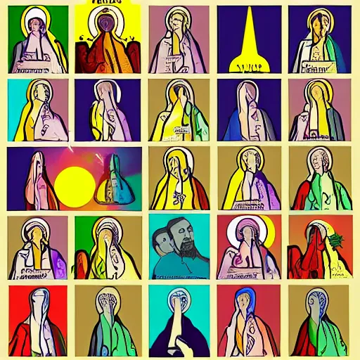 Image similar to religion based on memes pop art