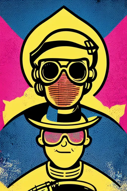 Image similar to fallout 7 6 retro futurist illustration art by butcher billy, sticker, colorful, illustration, highly detailed, simple, smooth and clean vector curves, no jagged lines, vector art, smooth andy warhol style