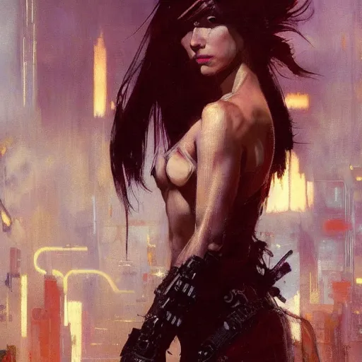 Image similar to cyberpunk, intricate, elegant, highly detailed, greg manchess, mucha, liepke, ruan jia, jeffrey catherine jones, ridley scott