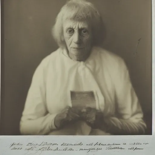 Image similar to photo portrait of a old female medical doctor photo by Diane Arbus and Louis Daguerre