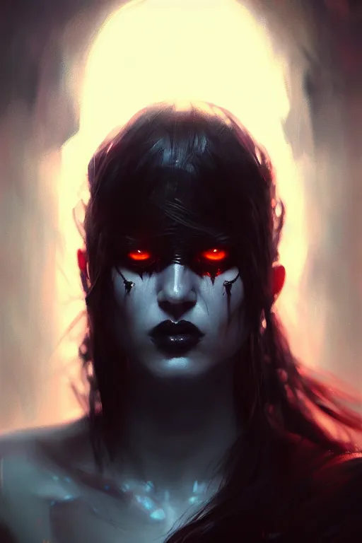 Prompt: cinematic shot of an epic portrait of an angry demon dressed, stylised, shiny skin, beautiful eyes, beautiful, small details, night setting, realistic poster with volumetric light from craig mallism, artgerm, jeremy lipkin and michael garmash, unreal engine, radiant light, digital art, trends at art station, a masterpiece