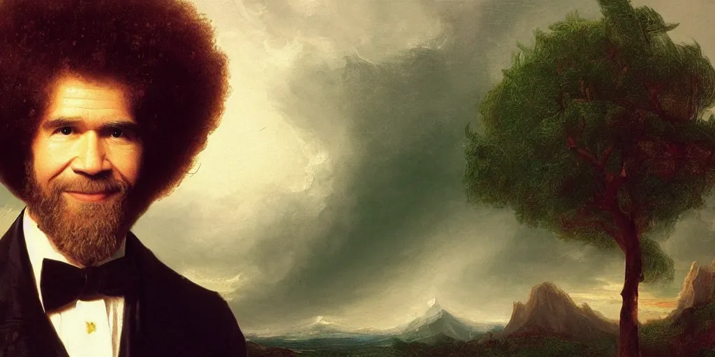 Image similar to a photo of bob ross painted by thomas cole