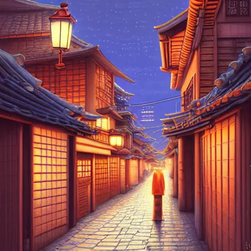 Image similar to walking the streets of old kyoto by evgeny lushpin