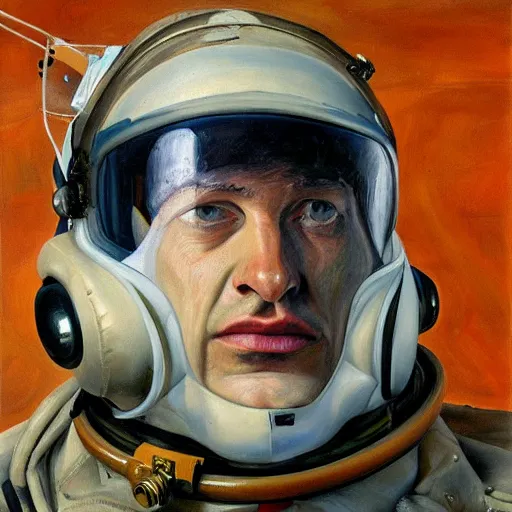 Prompt: high quality high detail painting by lucian freud, hd, portrait of scifi pilot