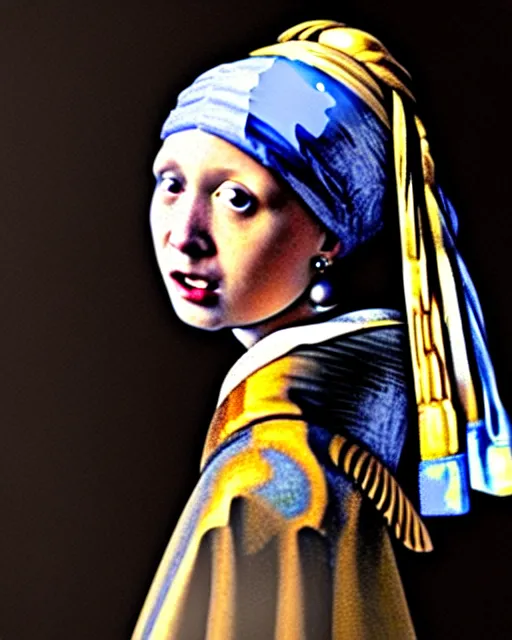 Prompt: girl with a pearl earring as a portrait of a girl in modern clothing