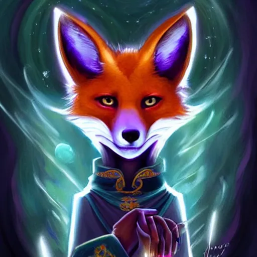 Prompt: a stylized realistic painting of an avatar of an awesome cosmic powerful luxurious foxfolk mage themed around death and the cosmos, in the style of dnd beyond avatar portraits, beautiful, artistic, elegant, lens flare, magical, lens flare, nature, realism, stylized, art by jeff easley and genndy tartakovsky and hayao miyazaki