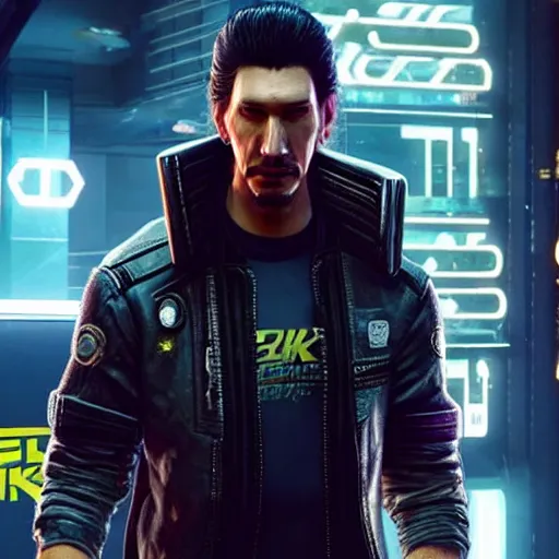 Image similar to Adam driver as a character in cyberpunk 2077