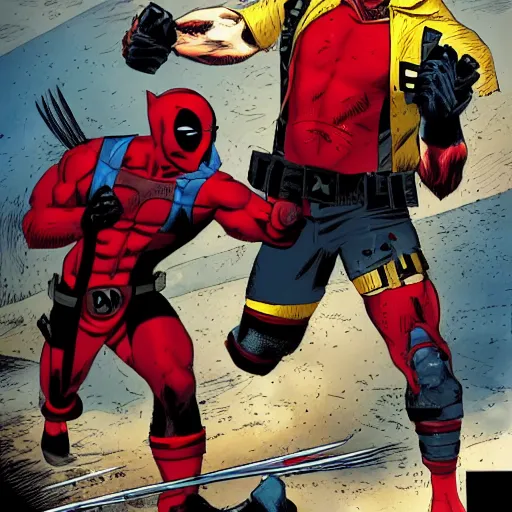 Image similar to dead pool fighting wolverine