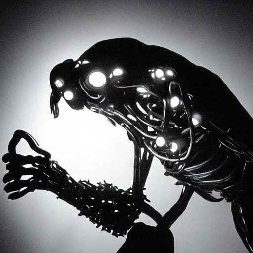 Prompt: photo of a nightmarish mutated creature, studio lighting, by chris cunningham