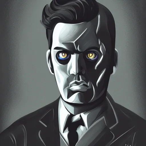 Image similar to portrait of noir robot detective