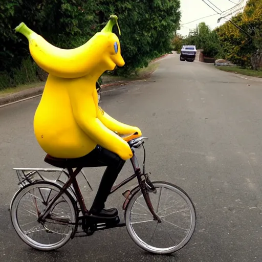 Prompt: a banana on a bike