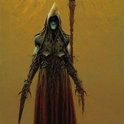 Prompt: dark elf executioner concept, beksinski