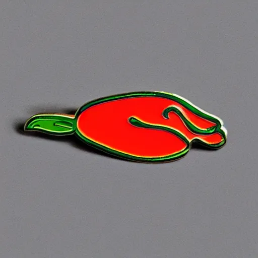 Image similar to simple yet detailed, fire jalapeno flame enamel pin retro design