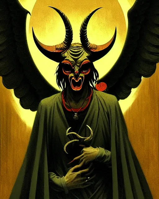 Image similar to baphomet, evil, horror wallpaper aesthetic, portrait, cinematic, dramatic, super detailed and intricate, by koson ohara, by darwyn cooke, by greg rutkowski, by satoshi kon