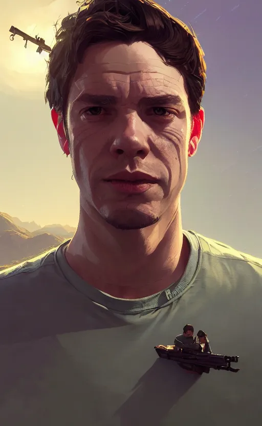 Image similar to highly detailed portrait of stal 8 n in gta v, stephen bliss, unreal engine, fantasy art by greg rutkowski, loish, rhads, ferdinand knab, makoto shinkai and lois van baarle, ilya kuvshinov, rossdraws, tom bagshaw, global illumination, radiant light, detailed and intricate environment