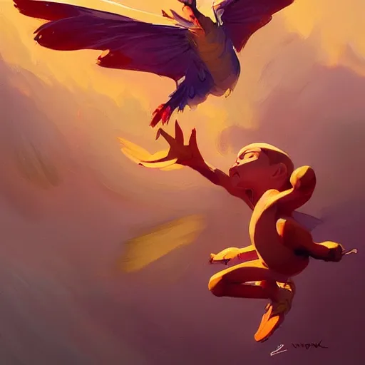 Image similar to peanut, peanut with wings, flying peanut, peanuts behance hd artstation by Jesper Ejsing, by RHADS, Makoto Shinkai and Lois van baarle, ilya kuvshinov, rossdraws