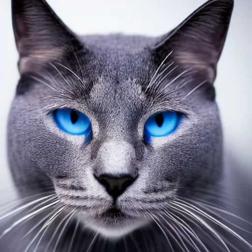 Prompt: photograph of a blue cat, detailed, high quality