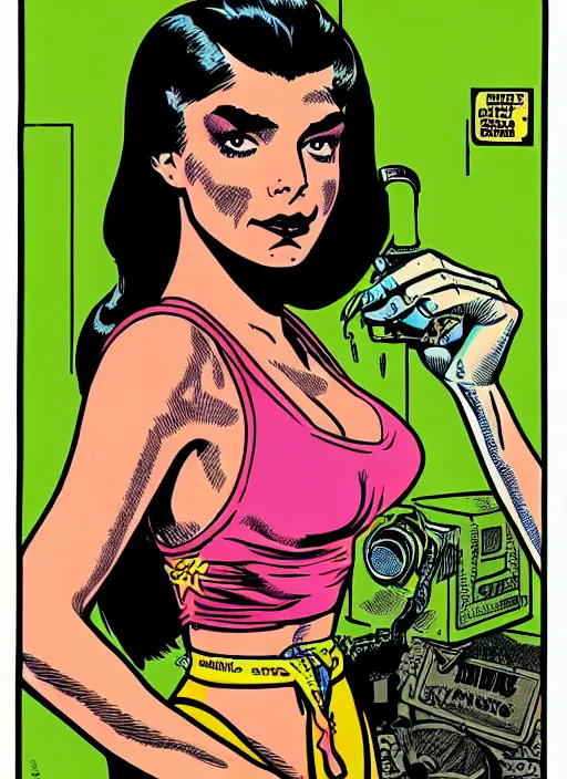 Image similar to a portrait of a pretty sewer punk young lady by al feldstein