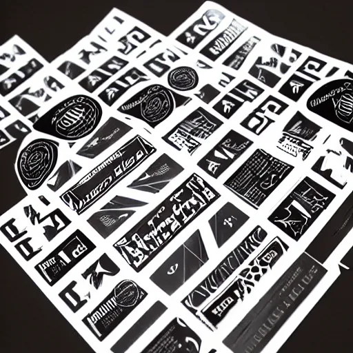 Image similar to black on white graphic design stickers in style of david rudnick, eric hu, acid, y 2 k, brutalism