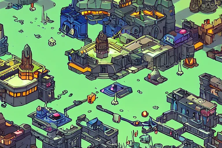 Prompt: futuristic city in castle crashers