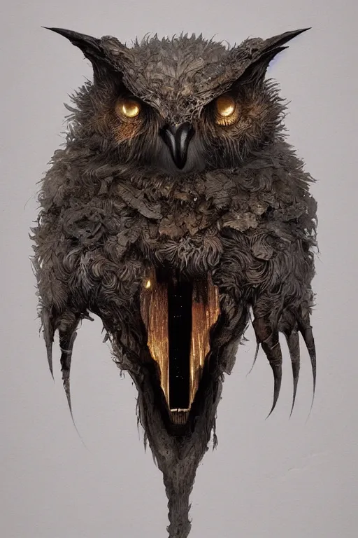 Prompt: owlbear , physically accurate, moody dynamic lighting, very very intricate, very very elegant, highly detailed, digital painting, artstation, HR GIGER, Hieronymus Bosch, Francis Bacon, concept art, smooth, very beautiful, sharp focus, illustration, art by artgerm and greg rutkowski and alphonse mucha