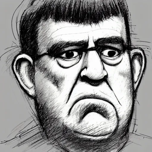 Prompt: a realistic yet scraggly portrait sketch of the side profile of a stern and sophisticated moe howard, trending on artstation, intricate details, in the style of frank auerbach, in the style of sergio aragones, in the style of martin ansin, in the style of david aja, in the style of mattias adolfsson