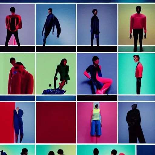 Image similar to nike lookbook campaign in the style of tyler mitchel, blue rays, redshift, wide shot, coloured polaroid photograph, pastel, kodak film, hyper real, stunning moody cinematography, by maripol, fallen angels by wong kar - wai, 3 5 mm, style of suspiria and neon demon, david hockney, detailed, film photography