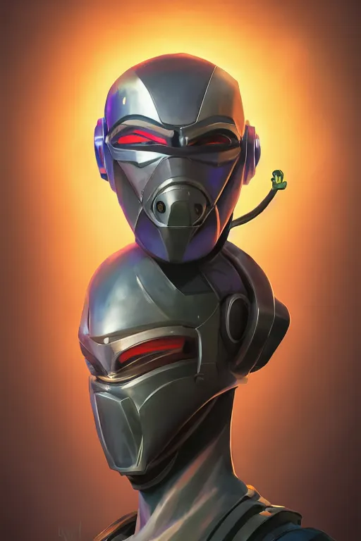 Image similar to epic mask helmet robot ninja portrait stylized as fornite style game design fanart by concept artist gervasio canda, behance hd by jesper ejsing, by rhads, makoto shinkai and lois van baarle, ilya kuvshinov, rossdraws global illumination radiating a glowing aura global illumination ray tracing hdr render in unreal engine 5