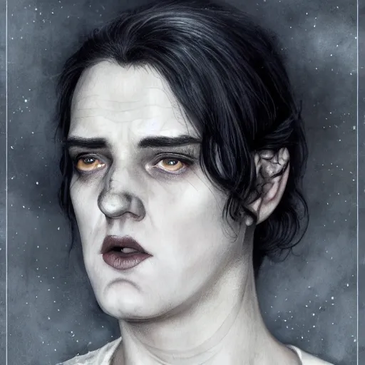 Image similar to stan laurel character portrait, lean face, cinematic lighting, glowing grey eyes, hyper - detailed, 4 k, high resolution, in the style of charlie bowater, tom bagshaw, single face, symmetrical, headshot photograph, insanely detailed and intricate, beautiful, elegant, watercolor, cinematic, portrait, raphaelite, headroom, pierre - auguste renoir