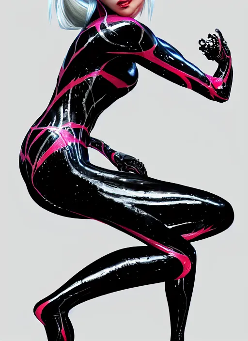 Prompt: Gwen Stacy as Venom, glossy intricate design, digital art, smooth vibrancy, high detail texture, lighting, 8k, unreal engine 5 rendered, marmoset toolbag rendered, octane rendered, trending in ArtStation, Art Style by Popularity_Choi and Ian Sprigger