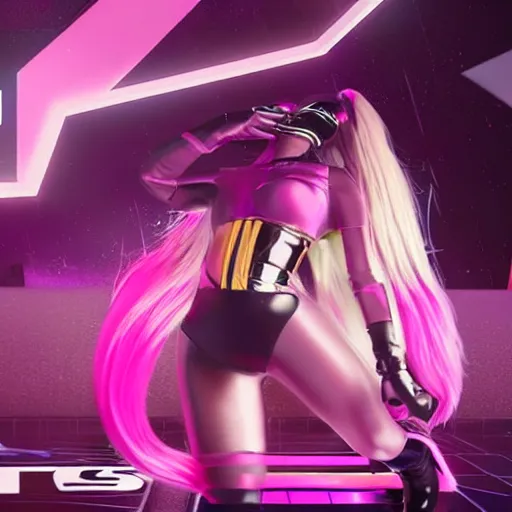 Image similar to Still of the KDA music video Popstarts featuring Ariana Grande. 3d render, octane render, realistic, highly detailed, trending on artstation, 4k, cgsociety, unreal engine 5, redshift render, blender, behance, cg