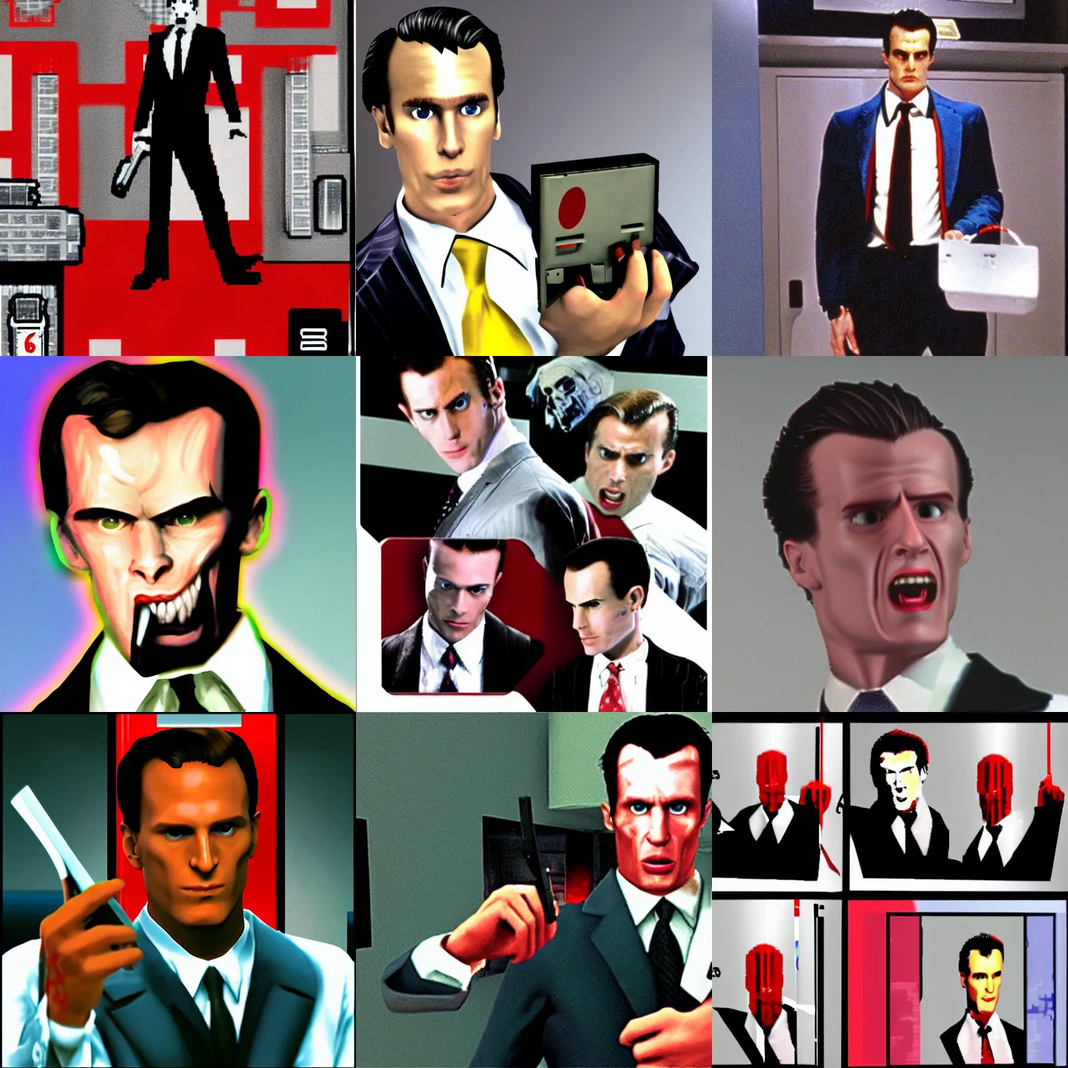 Prompt: american psycho in nintendo 6 4