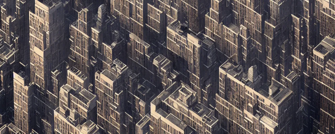 Image similar to new york city blocks. aerial. architecture. cinematic lighting. trending on artstation. cgsociety. art by greg rutkowski and william o'connor