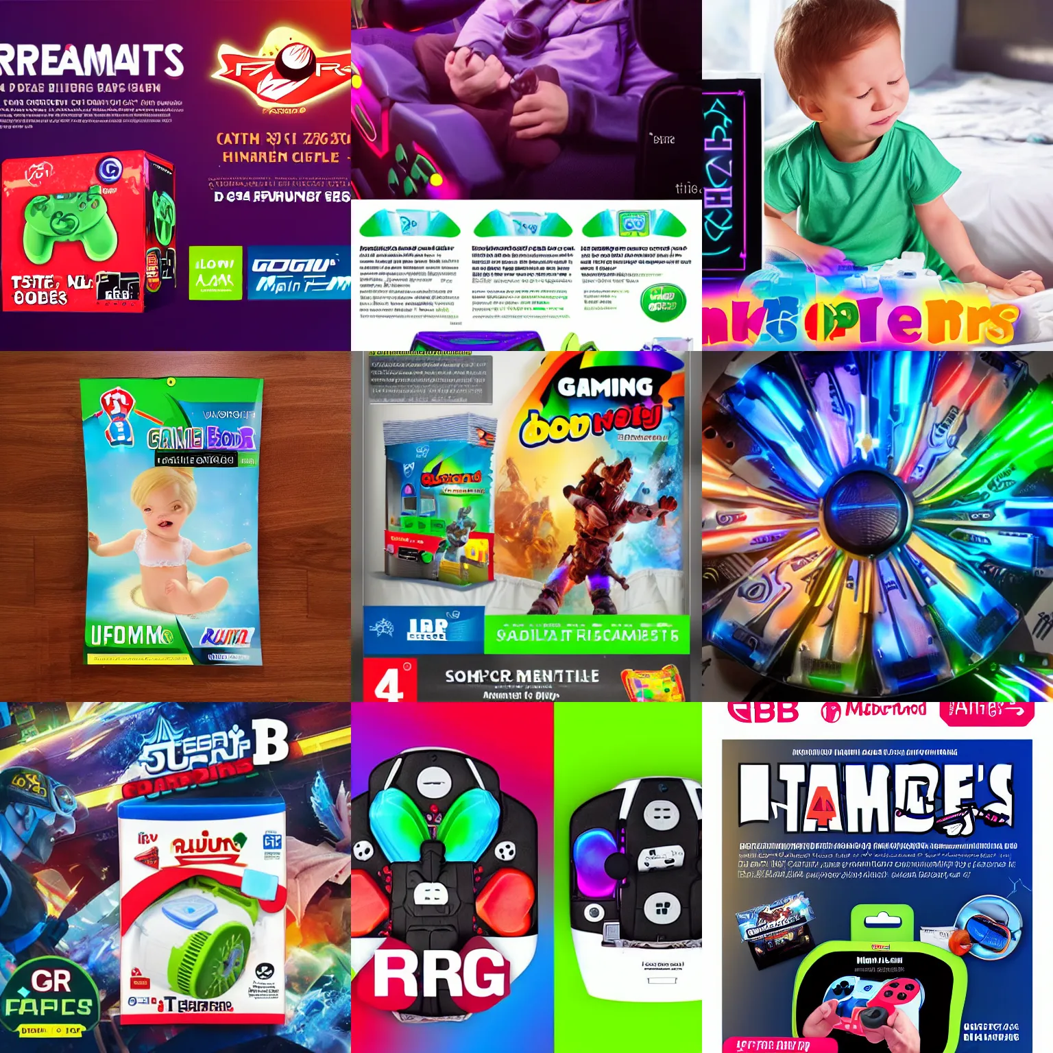 Prompt: an advertisement for a gaming diaper, rgb, advertisement