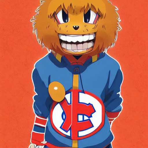 Image similar to anime Portrait of Youppi the Habs Montreal Canadiens Mascot as a very cute powerful and friendly pokemon, highly detailed anime, high evolution, 1990s, legendary, smooth, sharp focus, dynamic lighting, intricate, trending on ArtStation, illustration pokemon, art by WLOP