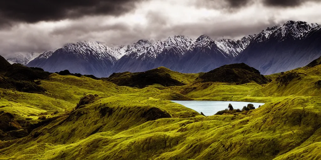 Prompt: wallpaper image of a landscape in new zealand realistic photography