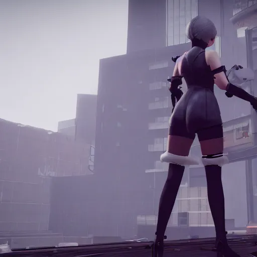 Prompt: 2B nier automata in Half life 2, 4k screenshot of Half life 2 gameplay, 8k hdr showcase