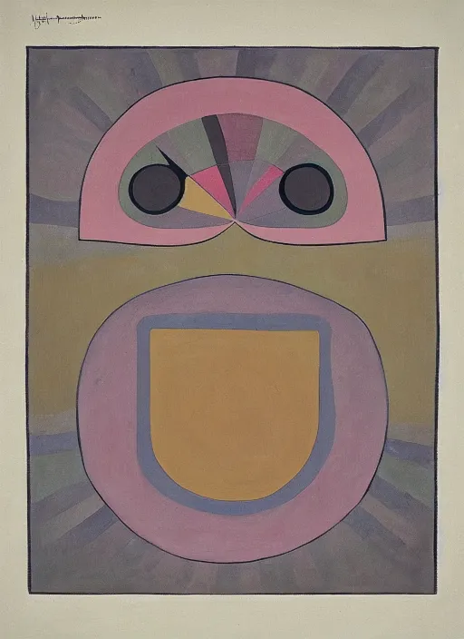 Image similar to squared eyeball with geometric shapes and patterns, muted color palette, symmetric, symbolist, abstract, spiritual art painting by Hilma At Klint