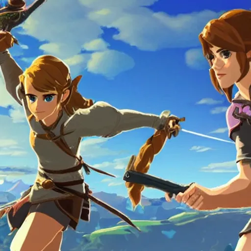 Image similar to Emma Watson screenshot from breath of the wild