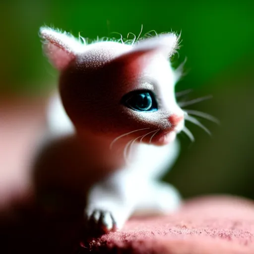 Image similar to macro photo of little tiny micro kitten, 35 mm,