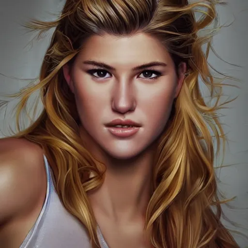 Image similar to eugenie bouchard in the style of stefan kostic, realistic, full body, sharp focus, 8 k high definition, insanely detailed, intricate, elegant, art by stanley lau and artgerm