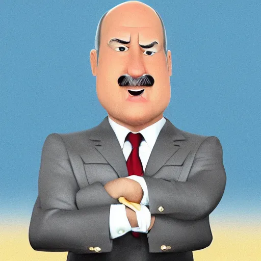 Image similar to alexander lukashenko starring in pixar cartoon.