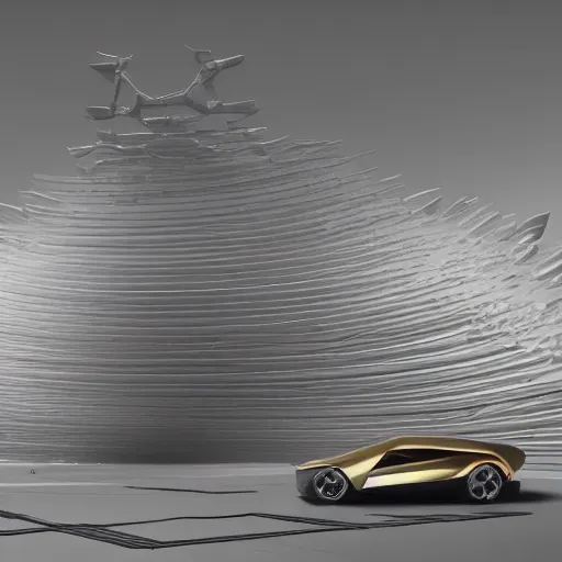 Image similar to sci-fi car and wall structure in the coronation of napoleon painting by Jacques-Louis David in the blade runner 2049 film and point cloud in the middle and everything in form of zaha hadid architects artwork by caravaggio unreal engine 5 keyshot octane lighting ultra high detail ultra hyper realism 8k 16k in plastic dark tilt shift full-length view