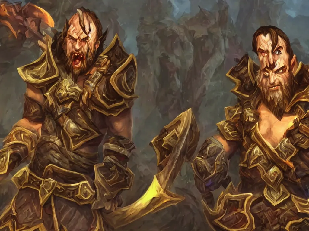 Image similar to Asmongold malding as WoW warrior character