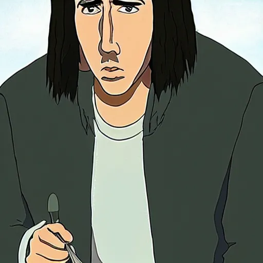 Image similar to Nicolas cage in the film spirited away by studio ghibli