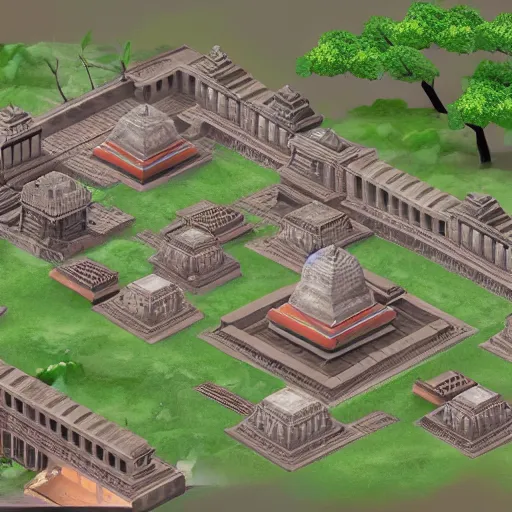 Image similar to a low poly isometric view of an ancient indian city, high quaity, unreal engine 5