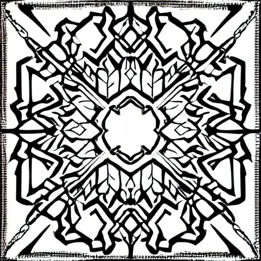 Prompt: geometric, snowflake black and white line art