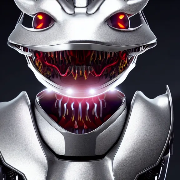 Image similar to close up headshot of a cute beautiful stunning anthropomorphic female robot dragon, with sleek silver metal armor, glowing OLED visor, facing the camera, looking at you, high quality dragon maw open and about to eat you, food pov, the open maw being highly detailed and soft, soft tongue, detailed esophagus, highly detailed digital art, furry art, anthro art, sci fi, warframe art, destiny art, high quality, 3D realistic, dragon mawshot, maw art, pov furry art, furry mawshot, macro art, dragon art, Furaffinity, Deviantart, Eka's Portal, G6